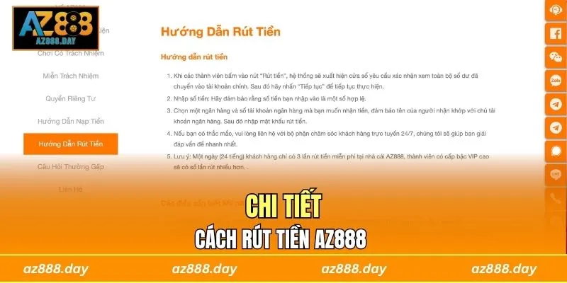 Chi tiết cách rút tiền AZ888 