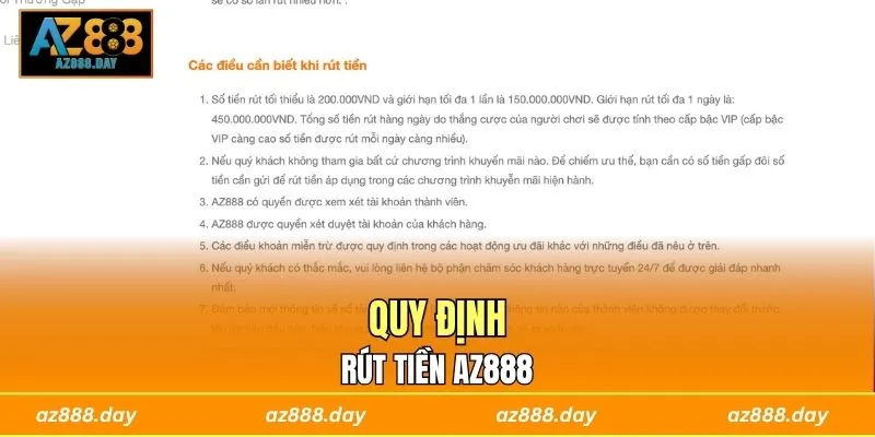 Quy định rút tiền AZ888